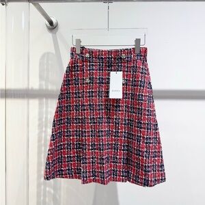Authentic Gucci Red and Blue Checkered A-Line Skirt
